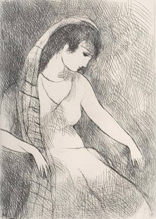 Marie Laurencin, Composition, Antars, Etching: Etching on vlin de Rives BFK la forme paper. Paper Size: 9.8 x 7.9 inches. Excellent condition. Inscription: Signed in the plate and unnumbered, as issued. Notes: From the album, Antars, eaux-fortes o
