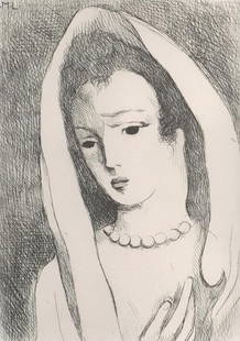 Marie Laurencin, Composition, Antars, Etching: Etching on vlin de Rives BFK la forme paper. Paper Size: 9.8 x 7.9 inches. Excellent condition. Inscription: Signed in the plate and unnumbered, as issued. Notes: From the album, Antars, eaux-fortes o