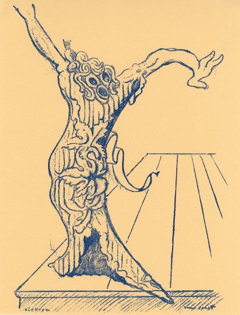 Max Ernst, Elektra, Xxe Sicle, Lithograph: Lithograph on vlin paper. Paper Size: 12.5 x 9.75 inches. Excellent condition. Inscription: Unsigned and unnumbered, as issued. Notes: From the volume, XXe Sicle, n5-6, 1939. Published and printed und