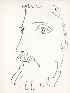 Pablo Picasso, Visage D'Homme, Profil Gauche (Cramer No. 84), 40 Dessins De Picasso En Marge Du: Lithograph on vlin du Marais paper. Paper Size: 14.5 x 11 inches. Excellent condition. Inscription: Unsigned and unnumbered, as issued. Notes: From the folio, 40 dessins de Picasso en marge du Buffon,