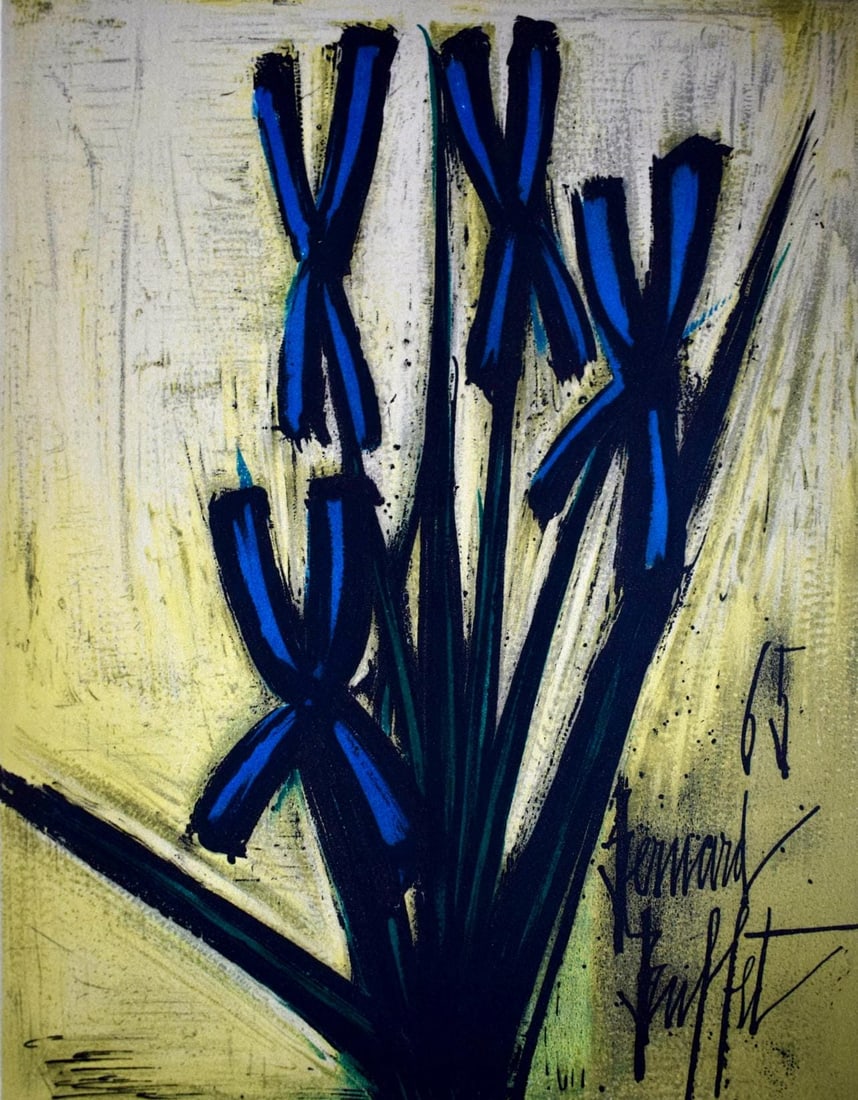 Bernard Buffet, Composition, Les Peintres Mes Amis, Lithograph: Lithograph on vlin dArches paper. Paper size: 15 x 11 inches. Excellent condition. Unsigned and unnumbered, as issued. Notes: From the folio, Les Peintres mes amis, 1965. Published by ditions d'art Le