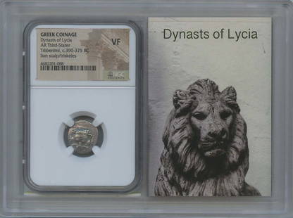 Dynasts Lycia C390-375 Bc Trbbenimi Third Stater Greek Ngc Vf 35 Story Vault: Certification: NGC Certification Number: 4682226088 Denomination: Ancient Greek Grade: VF35 Date: NONE Product Disclaimer: Grades are third-party opinions; authenticity is guaranteed. Photos are part