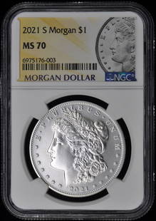 2021-S Morgan $1 Ngc Ms70: Certification: NGC Grade: MS70 Certification Number: 6975176003 Year: 2021 Product Disclaimer: Grades are third-party opinions; authenticity is guaranteed. Photos are part of the description. For inqu