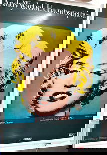 Marilyn Andy Warhol Retrospective 1990 Vintage Pop Art Poster On Linen: Artist: Andy Warhol Character: Marilyn MOnroe Size: Medium Color: Gray Date Of Creation: 1990 Title: Marilyn Material: Canvas Paper Certificate Of Authenticity (Coa): Yes Original/Licensed Reprint: Or