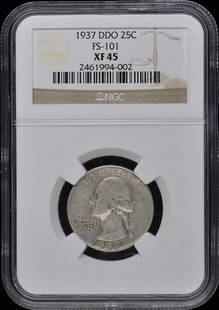 1937 Ddo Washington Quarter Fs-101 25C Ngc Xf45: Certification: NGC Certification Number: 2461994002 Grade: XF45 Year: 1937 Circulated/Uncirculated: Circulated Mint Location: Philadelphia Designation: NONE Denomination Type: Washington Quarter Grade