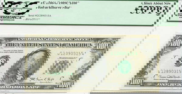 1969C $100 Federal Reserve Note Fr#2166-C Pcgs Ch55 Ppq: Certification: PCGS Currency Certification Number: 80766181 Grade: AU55 Circulated/Uncirculated: Circulated Denomination: Federal Reserve Note Type: 2166-C Year: 1969 Product Disclaimer: Grades are th