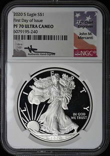 2020 S Eagle First Day Of Issue S$1 Ngc Pr70Dcam: Certification: NGC Grade: PR70 Certification Number: 6079195240 Year: 2020 Product Disclaimer: Grades are third-party opinions; authenticity is guaranteed. Photos are part of the description. For inqu