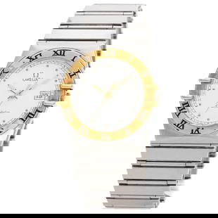 Omega Watches Quartz Stainless Steel Gold Constellation Flat Bezel White Dial: Gender: Mens Brand: OMEGA Item: Watches Model: Constellation flat bezel Gender: mens Color: gold Material: Stainless Steel , Stainless Steel , K18YG Specification: Movement : Quartz Display : Analog d