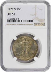 1927-S Walking Liberty Silver Half Dollar Au58 Ngc: Certification: NGC Circulated/Uncirculated: Circulated Year: 1927 Mint Location: San Francisco Km Number: 142 Denomination: 50C Grade: AU Composition: 90% Silver 10% Copper Coin: Liberty Walking Desig