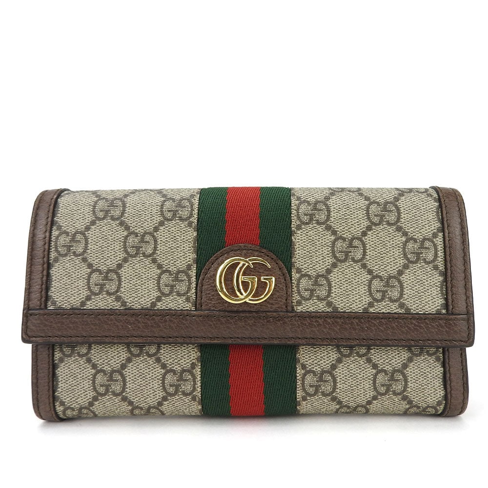 Gucci Long Wallet Purse 523153 Gg Supreme Canvas, Leather Beige Off Deer Unisex(Unisex) (1 of 8)