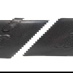 Chanel Long Wallet Purse Grained Calfskin Skin Black Coco Mark Gold Metal: Material: Carf leather Gender: Women Brand: CHANEL Item: Long Wallet Purse Model: COCO Mark Gold Metal Gender: Women Color: black Material: Grained Calfskin Skin Accessories: Serial seal ? Guarantee c