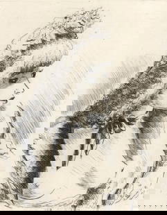 Andr Dignimont, Composition, Alternance, Etching: Etching on vlin pur chiffon de Rives paper. Unsigned and unnumbered. Paper Size: 9.875 x 12.875 inches. Excellent condition. Notes: From the folio, Alternance, 1946. Published by Le Gerbier, Paris; pr