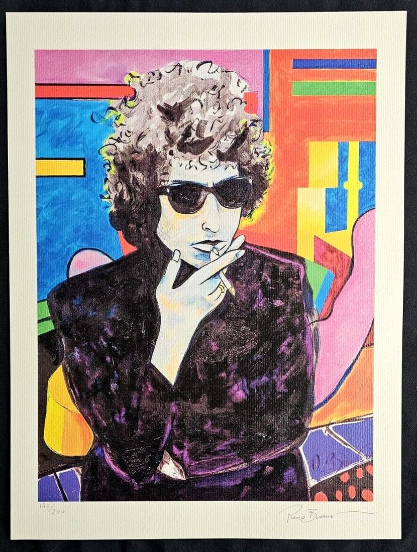 Pierce Brosnan Lithograph 200Ex (Bob Dylan Anthony Hopkins John Lennon): Pierce Brosnan Lithograph 200ex (Bob Dylan Anthony Hopkins John Lennon) Pierce brosnan '' Bob Dylan " Lithograph of an work by Pierce Brosnan Signature Pierce Brosnan on the slab. The work measures 30