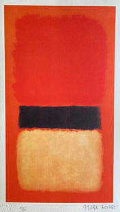 Mark Rothko Lithograph Coa Signed Op Numbered In Pencil: Mark Rothko Lithograph Signed COA Numbered In Pencil [Joan Mir] mark rothko " without title " Chromolithography printed in 1978 in 180 specimens by Atlantis Verlag, Freiburg 26 x 43 cm Signature mark