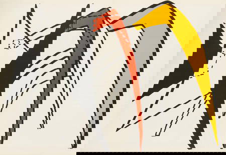 Alexander Calder, Composition, Derrire Le Miroir, Lithograph: Lithograph on vlin paper. Paper Size: 15 x 22 inches. Excellent condition, with centerfold, as issued. Inscription: Unsigned and unnumbered, as issued. Notes: From Derrire le miroir, N 141, 1963. Publ