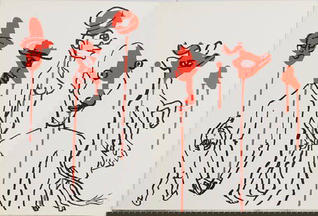 Alexander Calder, Composition, Derrire Le Miroir, Lithograph: Lithograph on vlin paper. Paper Size: 15 x 22 inches. Excellent condition, with centerfold, as issued. Inscription: Unsigned and unnumbered, as issued. Notes: From Derrire le miroir, N 156, 1966. Publ