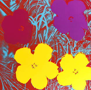 Andy Warhol, Flowers, N71, Official Edition, Sunday B. Morning, Silkscreen: Official edition, Andy Warhol, Sunday B. Morning, silkscreen on museum board. Paper Size: 36 x 36 inches. Excellent condition. Inscription: published by Sunday B. Morning, and fill in your own signatu