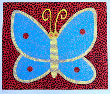 Yayoi Kusama "Butterfly" Lithograph Mori Museum Hand Numbered Coa: Yayoi Kusama "Butterfly" Lithograph Mori Museum Hand Numbered COA Yayoi Kusama "Butterfly" The Lithograph was printed in 2011 by the Mori Art Museum in 200 hand-numbered copies. The work measures 32 x