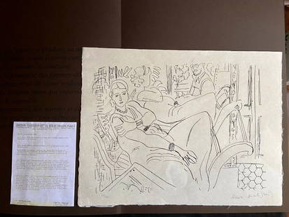Henri Matisse Lithograph 1960 Coa Signed Numbered By Hand Stamp: Henri Matisse Lithograph 1960 Signed Numbered Stamp @ HENRI MATISSE '' The painter and the model reflected '' The graphic work measures 45 x 60 cm on a full sheet. First and only edition created by th