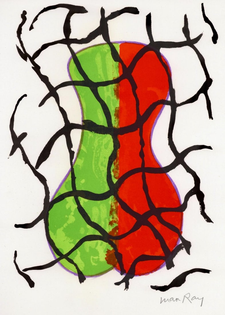 Man Ray, Composition, Variations Sur L'Imaginaire, Lithograph: Lithograph on vlin de Rives paper. Paper size: 14.5 x 10.75 inches. Excellent condition. Inscription: hand signed and unnumbered, as issued. Notes: From the folio, Variations sur l'imaginaire, 1972. P