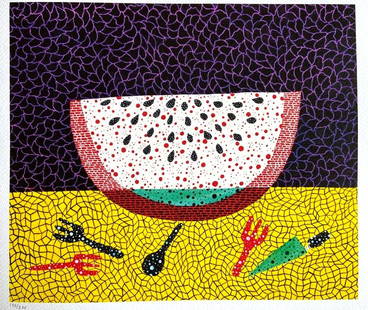 Yayoi Kusama Lithograph Mori Art Museum Coa Hand Numbered 200: Yayoi Kusama Lithograph Mori Art Museum Hand Numbered 200 Yayoi Kusama "Watermelon" The Lithograph was printed in 2011 by the Mori Art Museum in 200 numbered copies by hand. The work measures 30 x 35