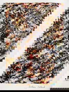 Jackson Pollock Lithograph Guggenheim Museum Coa (Jasper Johns]: JACKSON Pollock " without title " printed in 1982 by Guggenheim Museum and numbered in 250 copies by hand 44x33 cm signed on the plate JACKSON Pollock " without title " printed in 1982 by Guggenheim M