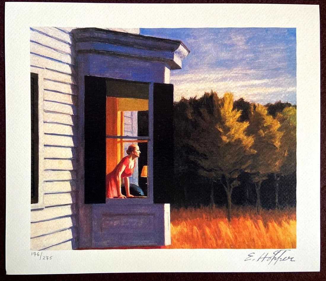 Edward Hopper Lithograph 'Tomorrow At Cape Cod' Signed Numbered Coa: Edward Hopper Tomorrow on Cape Cod " Lithograph of an work by Edward Hopper, printed in 1986. 30x35 cm 275 hand-numbered copies signed on the plate The progressive number may be different from the one