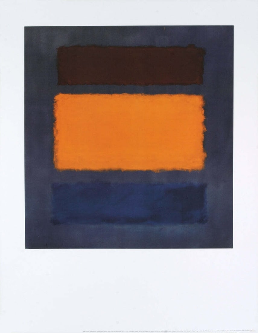 Mark Rothko Brown And Orange On Slate " Poster Abstract Blue, O: Artist: Mark Rothko Title: Brown and Orange on Slate Year: 1994 Signed: No Medium: Offset Lithograph Paper Size: 35.5 x 27.5 inches ( 90 x 70 cm ) Image Size: 23.5 x 22.25 inches ( 60 x 57 cm ) Editio