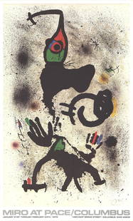 Joan Miro At Pace-Columbus (Vertical) " Poster Surrealism Mul: Artist: Joan Miro Title: At Pace-Columbus (vertical) Year: 1979 Signed: No Medium: Offset Lithograph Paper Size: 35.25 x 21.25 inches ( 90 x 54 cm ) Image Size: 32 x 20.25 inches ( 81 x 51 cm ) Editio
