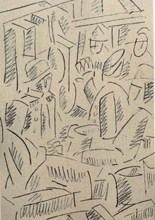 Fernand Lger, Soldats Jouant Aux Cartes, Fernand Lger, Dessins De Guerre, Lithograph: Lithograph and stencil on vlin paper. Paper size: 10.25 x 7.5 inches. Excellent condition. Unsigned and unnumbered, as issued. Notes: From the folio, Fernand Lger: Dessins de Guerre, 1956. Published b