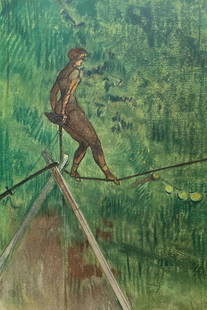 Henri De Toulouse-Lautrec, Tightrope Dancer, Henri De Toulouse-Lautrec, At The Circus, Lithograph: Lithograph on vlin paper, archivally hinged on archival backing paper, as issued. Paper size: 17.32 x 14.17 inches. Excellent condition. Inscription: Unsigned and unnumbered, as issued. Notes: From th