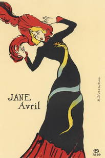 Henri De Toulouse-Lautrec, Jane Avril, Les Affiches De Toulouse-Lautrec, Lithograph: Lithograph on grand vlin Filigran a sa marque paper. Paper size: 12.5 x 9.75 inches; image size: 9.05 x 6.3 inches. Excellent condition. Inscription: Signed in the plate and unnumbered, as issued. Not