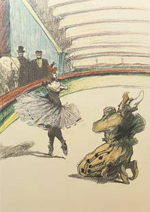 Henri De Toulouse-Lautrec, Curtain Call, Henri De Toulouse-Lautrec, At The Circus, Lithograph: Lithograph on vlin paper, archivally hinged on archival backing paper, as issued. Paper size: 17.32 x 14.17 inches. Excellent condition. Inscription: Unsigned and unnumbered, as issued. Notes: From th