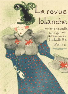 Henri De Toulouse-Lautrec, La Revue Blanche, Les Affiches De Toulouse-Lautrec, Lithograph: Lithograph on grand vlin Filigran a sa marque paper. Paper size: 12.5 x 9.75 inches; image size: 11.02 x 7.87 inches. Excellent condition. Inscription: Signed in the plate and unnumbered, as issued. N
