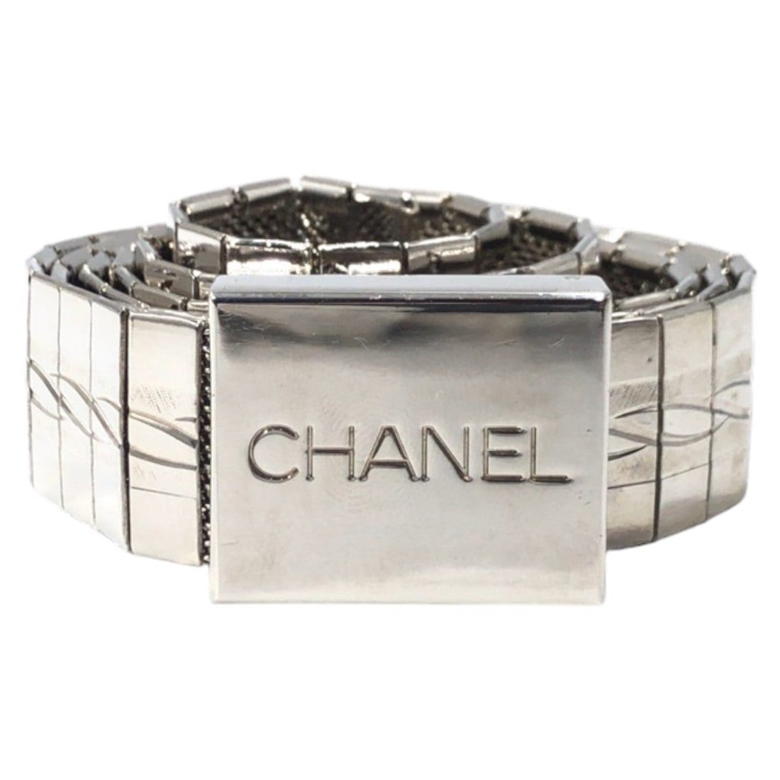 Chanel Belt Metal Silver Logo Women (1 of 6)