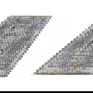 2'3"X3'2" Gray Silken Roman Mosaic Design Hand Knotted Sample Rug: Style: Roman Design Type: Indoor Material: Silk Color: Grey Item Length: 38 Item Width: 27 Rug Type: Hand Knotted Pile: Wool & Silk Shape: Rectangular Field Color: Grey Size: 2"3" x 3"2" / 69 CM X 97