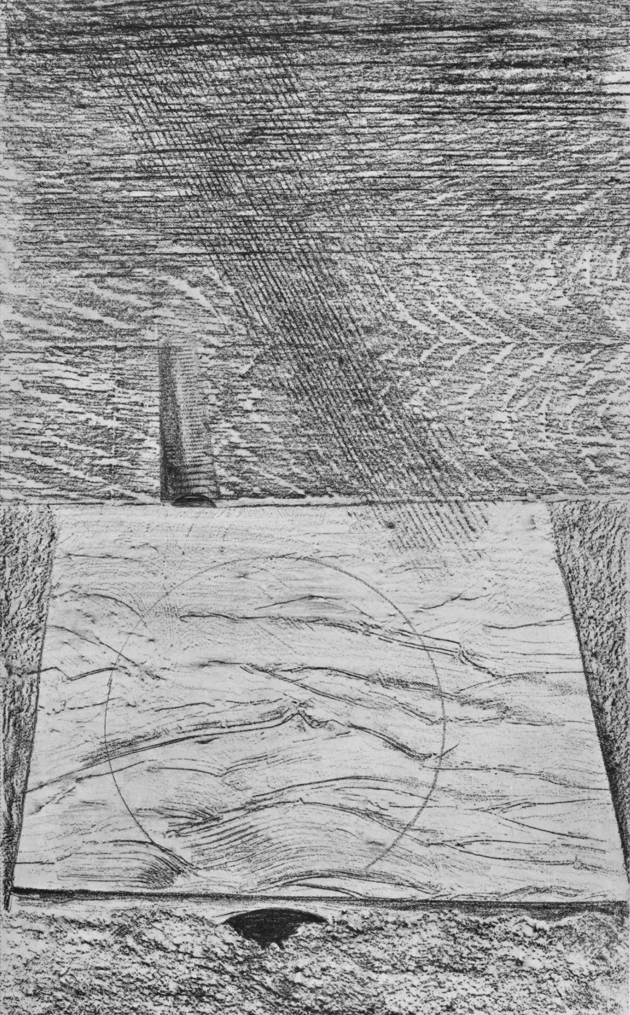 Max Ernst, Composition (Spies/Leppien 222), Histoire Naturelle, Lithograph: Collotype from frottage on vlin paper. Paper size: 19.625 x 12.75 inches. Excellent condition. Unsigned and unnumbered, as issued. Notes: From the album, Max Ernst, Histoire Naturelle, 1972. Published