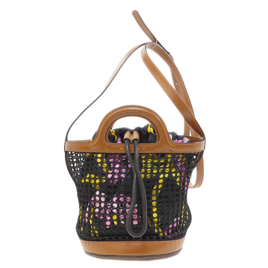 Marni Handbag Leather, Nylon Brown Mesh Bag 2Way Women: Material: Leather Gender: Women Brand: MARNI Item: Handbag Model: Mesh bag 2WAY Gender: Women Color: Brown Material: Leather, Nylon Accessories: None Size: cm (approx.): W16 x H18 x D16.5 Shoulder: 12