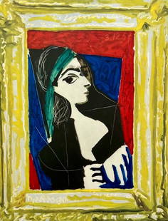 Pablo Picasso, Jacqueline, Original Edition Lithograph: Lithograph on archival paper. Paper size: 27.25 x 20.25 inches. Excellent condition. Inscription: Unsigned and unnumbered, as issued. Notes: From Published and printed by Touchstone Publishers of Dela