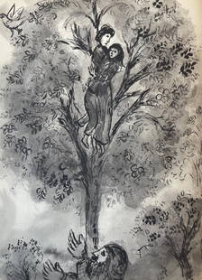 Marc Chagall, Composition, Contes De Boccace, Verve: Revue Artistique Et Littraire, Lithograph: Lithograph on vlin des Papeteries du Marais paper. Unsigned and unnumbered. Paper Size: 13.94 x 10.31 inches. Excellent condition. Notes: From the volume, Verve: Revue Artistique et Littraire, Vol. VI
