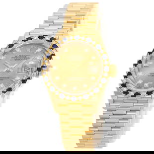 Rolex Datejust Sapphire Diamond Watches 69198Sa K18 Yellow Gold/18K Yellow G...: Style: Watches Material: K18 Yellow Gold Display: Analog display Movement: Mechanical Automatic Type: Wristwatch Exterior Color: Gold Wrist Size: 5.50inch Product Disclaimer: Items may exhibit light w