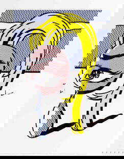 Roy Lichtenstein Girl With Tear I " Poster Pop Art: Artist: Roy Lichtenstein Title: Girl with Tear I Year: 1988 Signed: No Medium: Offset Lithograph Paper Size: 14 x 11 inches ( 36 x 28 cm ) Image Size: 11.75 x 8.5 inches ( 30 x 22 cm ) Edition Size: U
