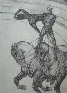 Henri De Toulouse-Lautrec, The Pas De Deux, Henri De Toulouse-Lautrec, At The Circus, Lithograph: Lithograph on vlin paper, archivally hinged on archival backing paper, as issued. Paper size: 17.32 x 14.17 inches. Excellent condition. Inscription: Unsigned and unnumbered, as issued. Notes: From th