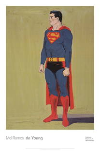 Mel Ramos Superman " Poster Pop Art Neutral, Blue, Red: Artist: Mel Ramos Title: Superman Year: 2023 Signed: No Medium: Offset Lithograph Paper Size: 36 x 24 inches ( 91 x 61 cm ) Image Size: 29.5 x 21 inches ( 75 x 53 cm ) Edition Size: Unknown Framed: No