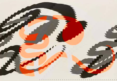 Alexander Calder, Composition, Derrire Le Miroir, Lithograph: Lithograph on vlin paper. Paper Size: 15 x 22 inches. Excellent condition, with centerfold, as issued. Inscription: Unsigned and unnumbered, as issued. Notes: From Derrire le miroir, N 201, 1973. Publ