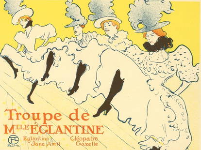 Henri De Toulouse-Lautrec, La Troupe De Mlle Nglantine, Les Affiches De Toulouse-Lautrec, Lithograph: Lithograph on grand vlin Filigran a sa marque paper. Paper size: 9.75 x 12.5 inches; image size: 8.27 x 10.63 inches. Excellent condition. Inscription: Signed in the plate and unnumbered, as issued. N