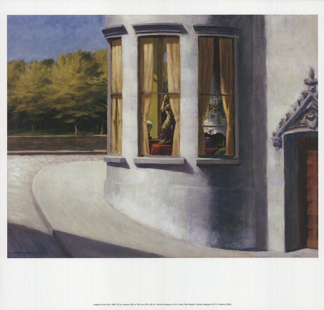 Edward Hopper August In The City " Offset Lithograph Realism: Artist: Edward Hopper Title: August in the City Year: 2009 Signed: No Medium: Offset Lithograph Paper Size: 17 x 17.75 inches ( 43 x 45 cm ) Image Size: 13.25 x 17 inches ( 34 x 43 cm ) Edition Size: