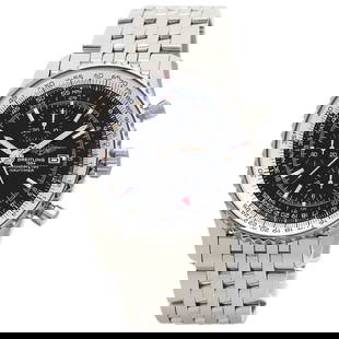 Breitling Navitimer World Watches A24322 Stainless Steel/Stainless Steel Mens: Style: Watches Material: Stainless Steel Display: Chronograph Movement: Mechanical Automatic Type: Wristwatch Exterior Color: Silver Wrist Size: 7.30inch Product Disclaimer: Items may exhibit light we