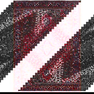 7'9"X10'9" Ruby Red With Geometric Medallion Tribal Weave Oriental Rug: Style: Zoroastrian Type: Indoor Material: Wool Color: Red Item Length: 129 Item Width: 93 Rug Type: Hand Knotted Pile: Wool Shape: Rectangular Field Color: Red Size: 7"9" x 10"9" / 236 CM X 328 CM Age
