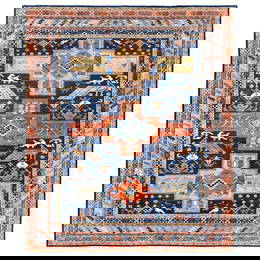 9'1"X11'7" Blue Armenian Inspired Design 200 Kpsi Wool Hand Knotted Rug